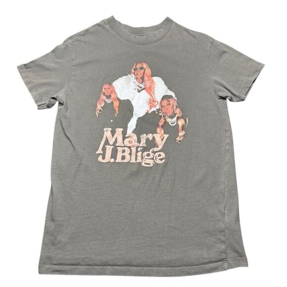 Mary J Blige Relaxed Boyfriend Tee Shirt Womens XS Gray Graphic Print Hip Hop - Picture 1 of 10